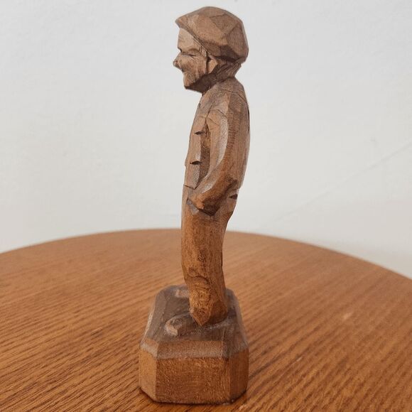 Vintage Paul Caron Wood Carving of Old Man Old Man Wooden Sculpture - Picture 6 of 10